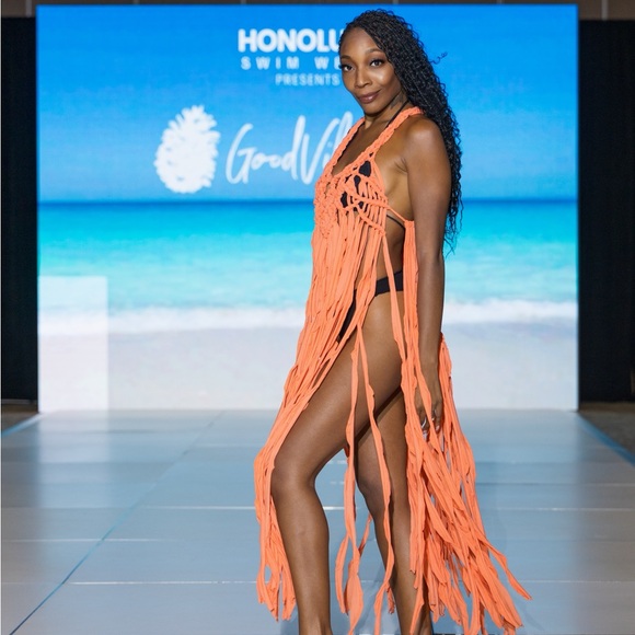 High End Handmade Cover Up Dress Coral - Picture 4 of 16